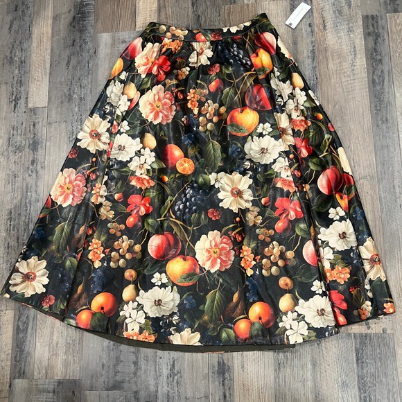 Maeve Dresses & Skirts - Anthropologie The Jacie Faux Leather Midi Skirt by Maeve Floral Fruit Midi Skirt